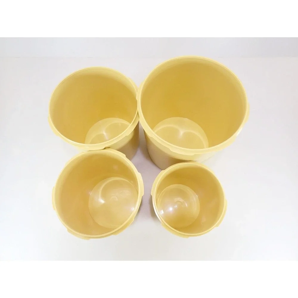 Vintage Tupperware Yellow Servalier Nesting Canister Set 4 Sunburst Starburst Li